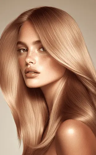 mujer rubia de cabello liso